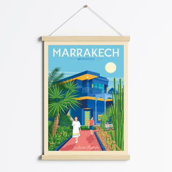 Affiche Marrakech Maroc + Cadre Magnétique (Bois) 50x70 cm