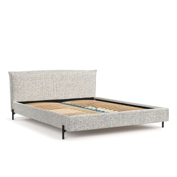 BALI COCO - Bett mit Kopfteil aus Webstoff, 200x200 cm
