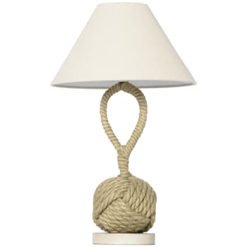 Tischlampe mit Kabel, H: 57,5 cm, beige, weiß