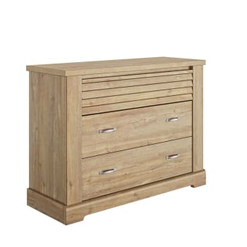 Elena - Commode 3 tiroirs effet bois clair