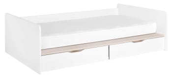 Simon - Lit banquette avec 2 tiroirs blanc 90 x 190 cm