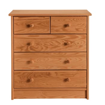 Commode Iris 5 tiroirs en bois et tissu