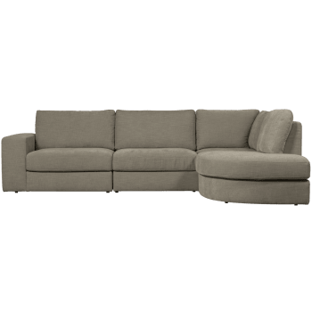 Family - Canapé d'angle 5 places en tissu gris chaud