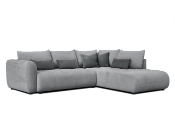 Soreno - Canapé d'angle droit 5 places gris avec le couchage