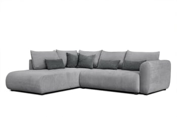 Soreno - Canapé d'angle gauche 5 places gris avec le couchage
