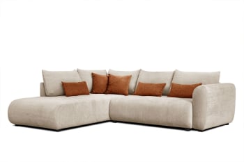Soreno - Canapé d'angle gauche 5 places beige avec le couchage