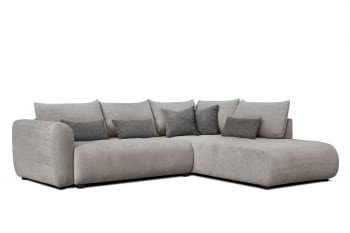 Soreno - Canapé d'angle droit 5 places gris moyen avec le couchage