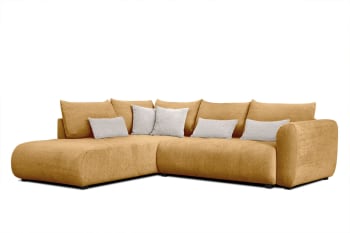 Soreno - Canapé d'angle gauche 5 places jaune avec le couchage