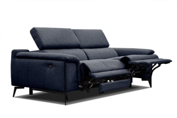 Matera - Canapé droit 3 places avec 2 relax électriques tissu bleu