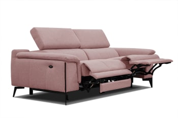 Matera - Canapé droit 3 places avec 2 relax électriques tissu rouge