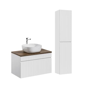 Zelie - Ensemble meuble vasque et colonne stratifiés blanc