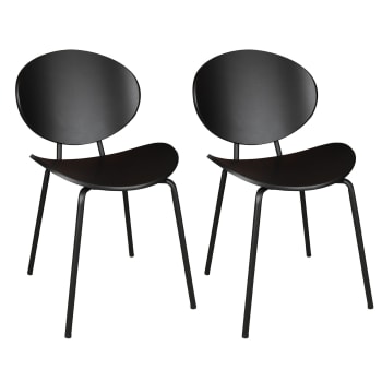 Gaspard - Lot de 2 chaises en bois et pieds en métal noir