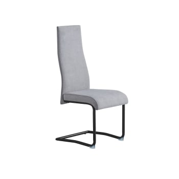 DESIGN - Set 4 sillas DANUBIO tela gris. Patas metal negras.