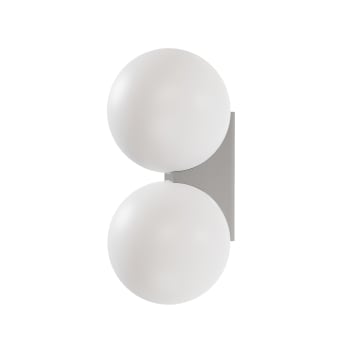 OBI - Applique a due sfere in vetro opalino con base cromata