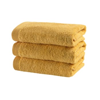 Como - 3er-Set Badetücher aus Baumwolle, 100 x 50, gelb