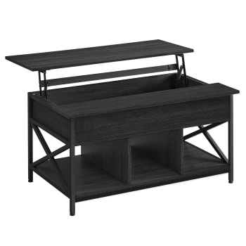 Table basse avec plateau relevable effet bois noir 60 x 100 x 48 cm