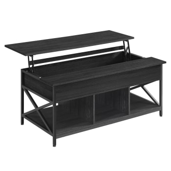 Table basse avec plateau relevable effet bois noir‎ 60 x 120 x 48 cm