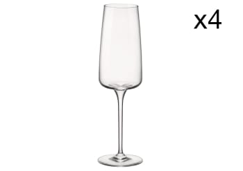 PLANEO - Lot de 4 Flûtes à champagne en Verre, transparent, 24 cl