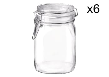 Lot de 6 Bocaux hermétique en Verre, transparent, 750 ml FIDO