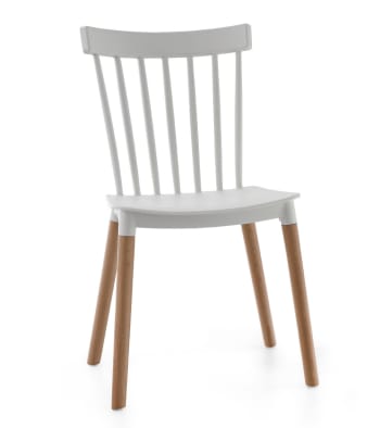 NAOMI - Pack 4 sillas nórdicas blancas y patas madera de haya