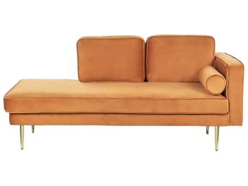 Miramas - Chaise longue de terciopelo naranja dorado derecho