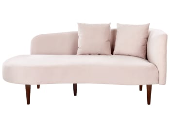 Chaumont - Chaise longue en poliéster aterciopelado rosa