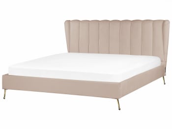 Miribel - Letto matrimoniale velluto beige tortora 180 x 200 cm