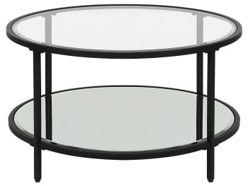 Birney - Table basse Verre de sécurité Effet miroir Noir