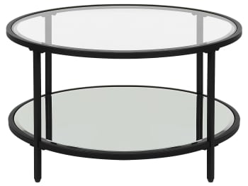 Birney - Tavolino da caffè vetro e nero ⌀ 70 cm