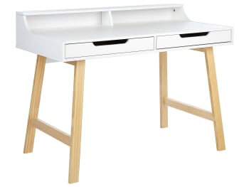 Barie - Bureau blanc et bois clair 110 x 58 cm