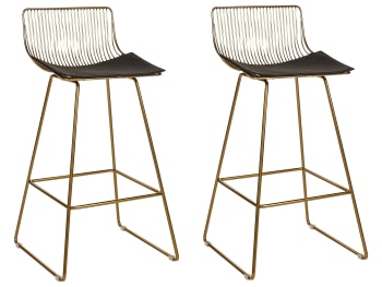 Fredonia - Lot de 2 chaises de bar en acier doré