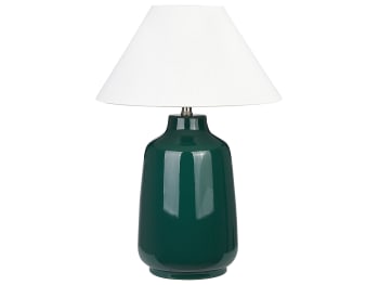 Careta - Lámpara de mesa de cerámica verde oscuro blanco crema 57 cm