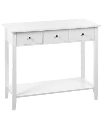 HOMCOM Table Console Table d'entrée avec 1 tiroir 1 étagère dim. 100L x 30l x 81H cm en Bois Blanc