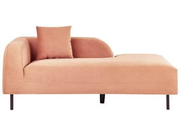 Le crau - Chaise longue de terciopelo rosa melocotón