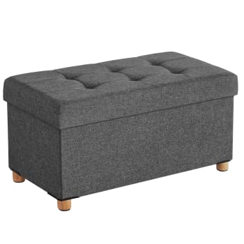 76 X 38 X 40 CM - Banc de rangement pliable 76 x 38 x 40 cm 77L tissu gris foncé