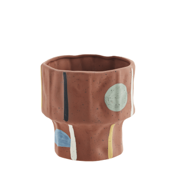 Cache-Pot en terre cuite peint à la main 11x10.5cm
