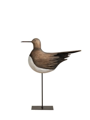 Oiseau brun sur base fer L8cm