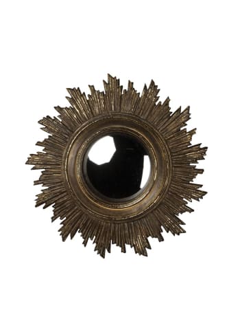 Miroir convexe soleil doré antique L18cm