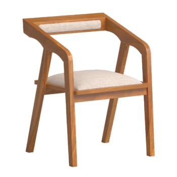 Bluca - Chaise en bois et tissu recyclé couleur beige