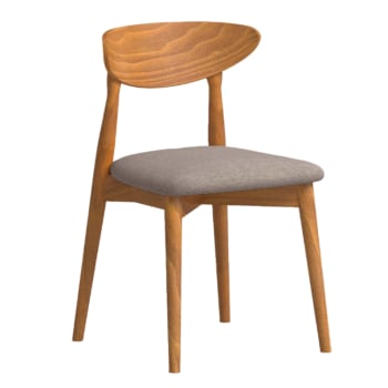 Mailis - Chaise en bois et tissu recyclé couleur marron clair