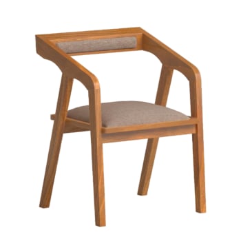 Bluca - Chaise en bois et tissu recyclé couleur marron clair