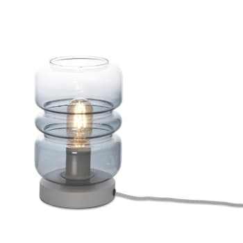 Verona - Lampe de table en verre gris clair d√©grad√©, h. 23cm