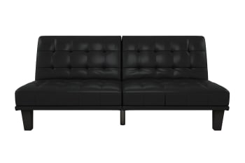DEXTER - Canapé lit 3 places en simili cuir noir