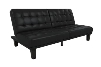DEXTER - Sofa cama 3 plazas en imitacion piel negro