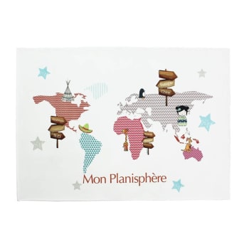 Planisphere - Tapis enfant extra-doux imprimé planisphère 60x90