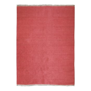Essence - Tapis en jute et coton avec franges terra cotta 120x170