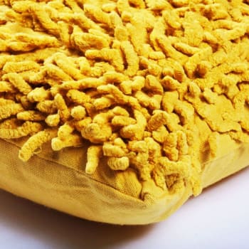 Shaggy - Coussin en coton seventies jaune 40x40