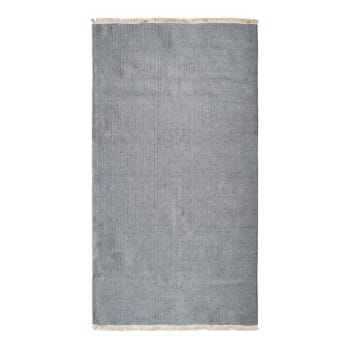 Essence - Tapis en jute et coton avec franges gris clair 80x150