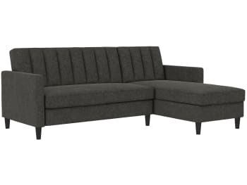 CELINE - Sofá cama 3 plazas con chaiselong en lino antracita