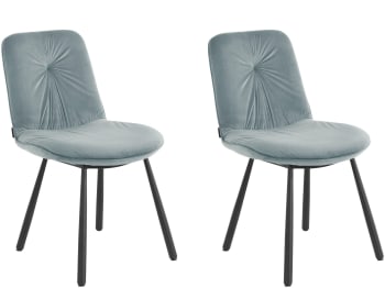 MERYL - Lot de 2 chaises de salle à manger rembourrées en velours gris
